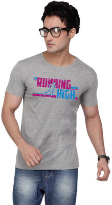

Inkovy Graphic Print Men's Round Neck Grey T-Shirt