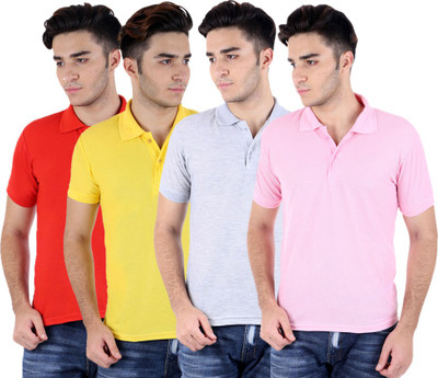 

Sanvi Traders Solid Men Polo Neck Multicolor T-Shirt(Pack of 4