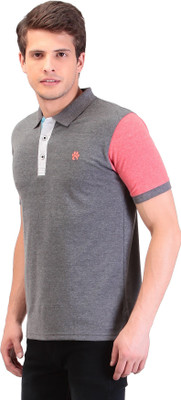 

TAG-7 Solid Men Polo Neck Grey T-Shirt