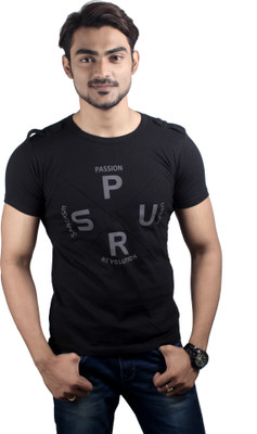 

Spur Printed Men' Round Neck Black T-Shirt