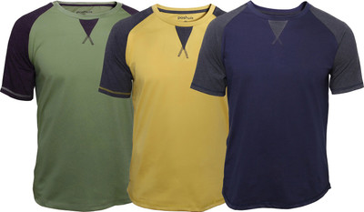 

Poshuis Solid Men' Round Neck Green, Blue, Yellow T-Shirt(Pack of 3, Blue;green;yellow