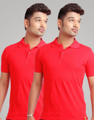

Campus Sutra Solid Men Polo Neck Red T-Shirt(Pack of 2