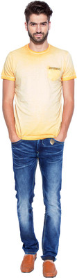 

Mufti Solid Men's Round Neck Yellow T-Shirt