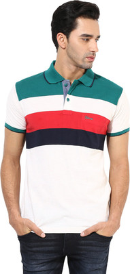 

Okane Striped Men's Polo Neck Green T-Shirt