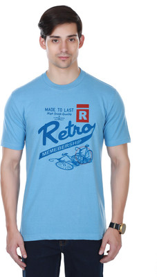 

Cotton County Premium Printed Men's Round Neck Light Blue T-Shirt, Sky blue
