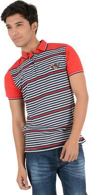 

Yellow Tree Striped Men's Polo Neck Red T-Shirt