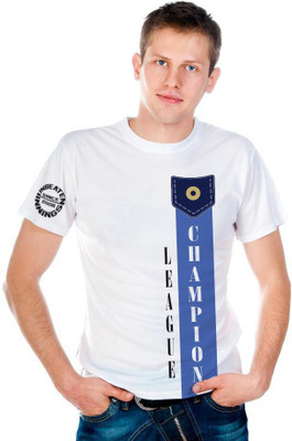 

6th Cross Graphic Print Men's Round Neck White T-Shirt