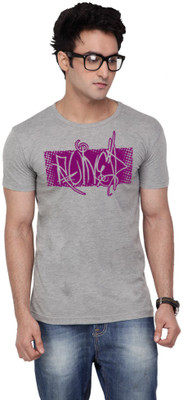 

Inkovy Graphic Print Men' Round Neck Grey T-Shirt