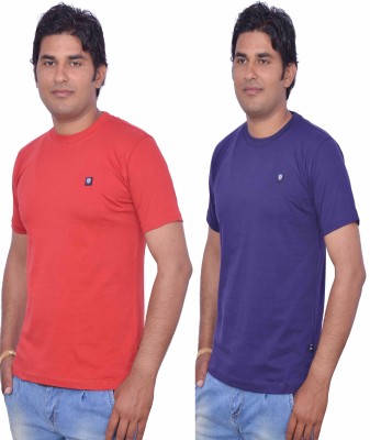 

Leaf Solid Men' Round Neck Red, Purple T-Shirt(Pack of 2, Purple;red