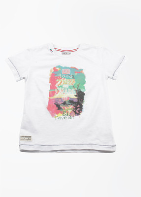 Gini & Jony Boys Printed T Shirt(White, Pack of 1, 1103