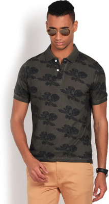 

Peter England Printed Men's Polo Neck Green T-Shirt, Grey