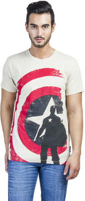 

Avengers Printed Men' Round Neck White T-Shirt, Oatmeal melange