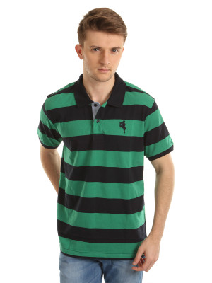 

Arrow Striped Men's Polo Neck Green, Black T-Shirt