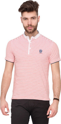 

Mufti Striped Men's Henley Multicolor T-Shirt, Orange