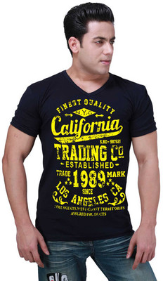 

Inkovy Graphic Print Men' V-neck Blue T-Shirt, Navy