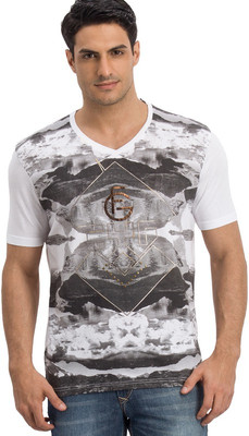 

Fritzberg Printed Men's V-neck White T-Shirt