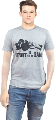 

Gallop Printed Men's Round Neck Grey T-Shirt