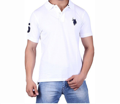 

Ganesh Creation Solid Men's Polo Neck White T-Shirt