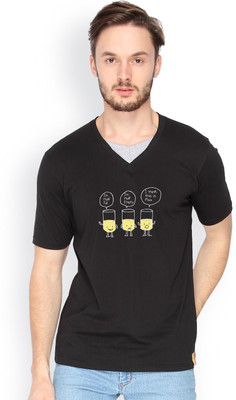 

Campus Sutra Solid Men V-neck Black T-Shirt