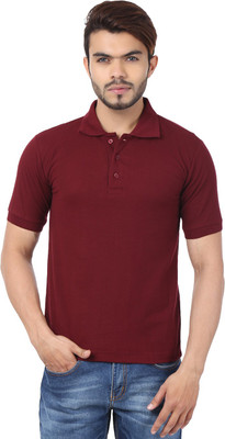 

Weardo Solid Men's Polo Neck Maroon T-Shirt