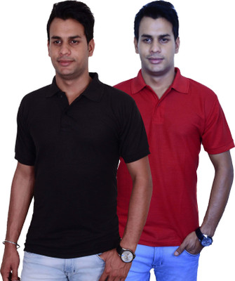 

Blaze Solid Men' Polo Neck Black, Maroon T-Shirt(Pack of 2