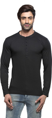 

Alan Jones Solid Men's Henley Black T-Shirt