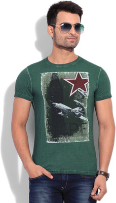 

Pepe Jeans Printed Men' Round Neck Green T-Shirt