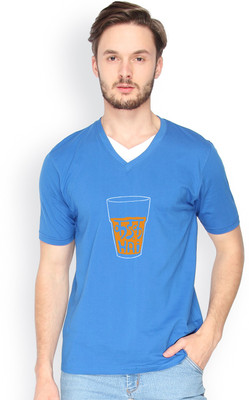 

Campus Sutra Solid Men V-neck Blue T-Shirt, Royal blue