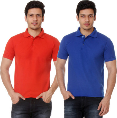 

TeeMoods Solid Men's Polo Neck Blue, Red T-Shirt(Pack of 2)
