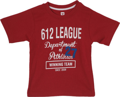 

612 League Boys Printed Cotton T Shirt(Red, Pack of 1