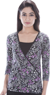 

Amadore Floral Print Women's V-neck Multicolor T-Shirt