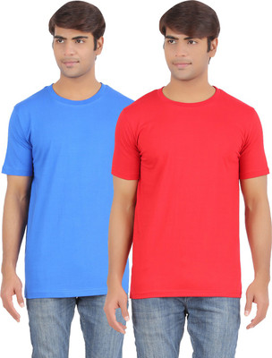 

Ap'pulse Solid Men's Round Neck Blue, Red T-Shirt(Pack of 2), _rblue_red