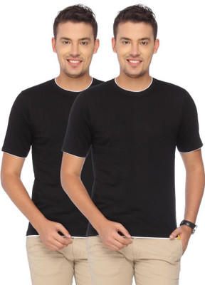 

Campus Sutra Solid Men Round Neck Black T-Shirt(Pack of 2)