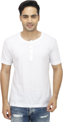 

Sanvi Traders Solid Men Henley White T-Shirt
