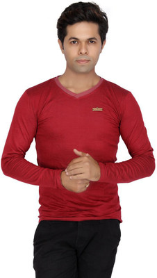 JG FORCEMAN Solid Men's Halter Neck Maroon T-Shirt