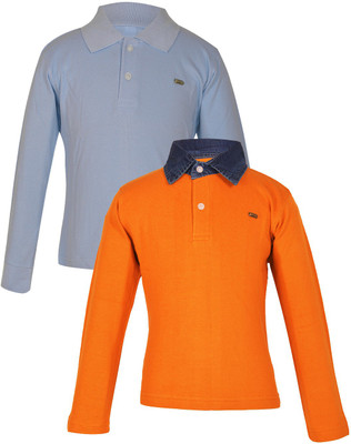 

Gkidz Boys Solid Cotton T Shirt(Light Blue, Pack of 2, Orange
