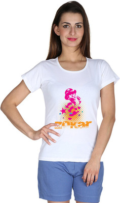 

Faireno Printed Women's Round Neck White T-Shirt