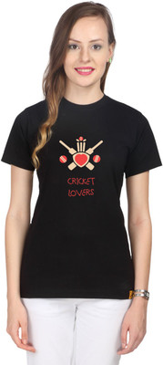 

Campus Sutra Printed Women's Round Neck Black T-Shirt