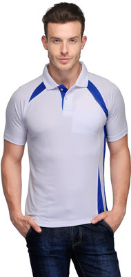 

Scott International Solid Men's Polo Neck White T-Shirt, Royal blue;white