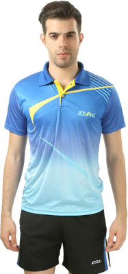 

Stag Printed Men's Polo Neck Blue, Blue T-Shirt
