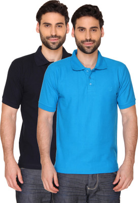 

Blacksmith Solid Men's Polo Neck Blue, Dark Blue T-Shirt(Pack of 2), Fresh blue;sailor navy