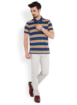

Park Avenue Striped Men's Polo Neck Dark Blue T-Shirt