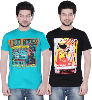

Zebu Printed Men's Round Neck Multicolor T-Shirt(Pack of 2