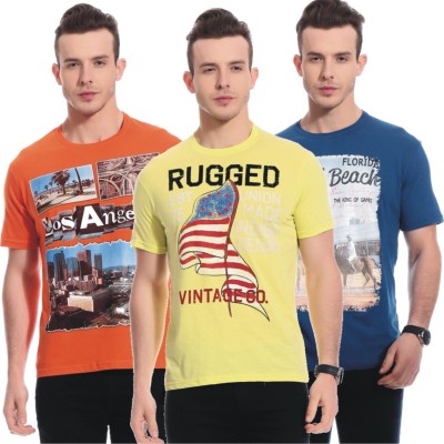 

TAB91 Printed Men's Round Neck Multicolor T-Shirt(Pack of 3)