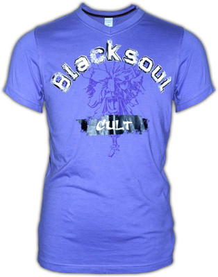 

Black Soul Printed Men's V-neck Blue T-Shirt, Veronica face