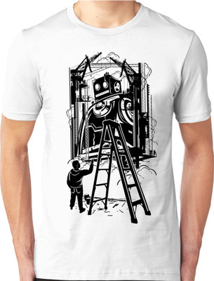 

Foscous Printed Men's Round Neck White T-Shirt
