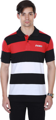 

Cotton County Premium Striped Men's Flap Collar Neck Red T-Shirt
