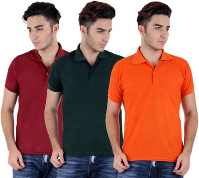 

Sanvi Traders Solid Men Polo Neck Multicolor T-Shirt(Pack of 3