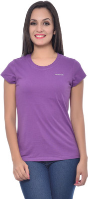 

Frenchtrendz Solid Women' Round Neck Purple T-Shirt