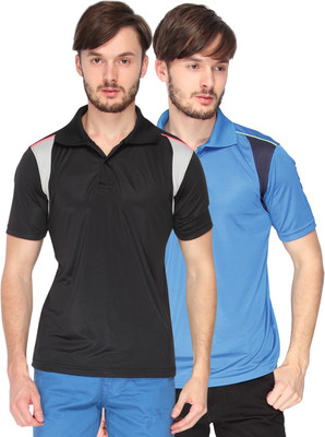 

Campus Sutra Solid Men Polo Neck Denim Black, Blue T-Shirt(Pack of 2, Black;royal blue